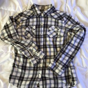 Black and White Lightweight Flannel